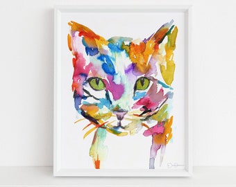 Cat Watercolor Print Instant Download | "Cat" by Jess Buhman, 8" x 10", Print at Home, Digital File, Instant Gift Idea