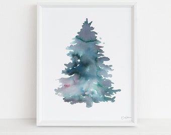 Pine Tree Watercolor Digital Download  |  "Pine" by Jess Buhman, 8 x 10 Instant Download, Christmas Decor, Christmas Tree