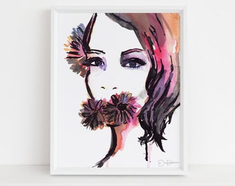 Watercolor Woman Print | "Speak Kindness" by Jess Buhman, Multiple Sizes, Select Your Size, Floral Woman, Gift for Her, Feminist Art,
