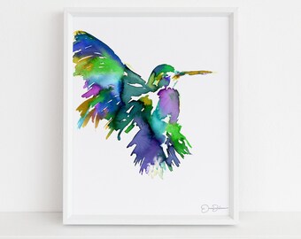 Hummingbird Watercolor Print | "Helen the Hummingbird" by Jess Buhman, Choose Your Size, Select Your Size, Garden Art, Hummingbird Print