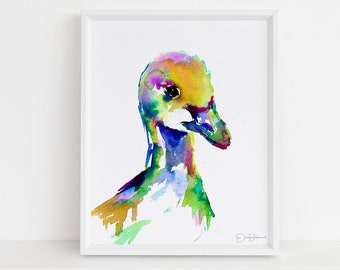 Duck Watercolor Print | "Duckling" by Jess Buhman, Choose Your Size, Select Your Size, Animal Painting, Nursery Decor, Baby Duck Art Print