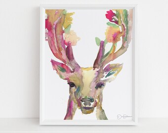 Watercolor Deer Print | "You Are Deer To Me" by Jess Buhman, Multiple Sizes, Select Your Size, Print of Deer, Deer Watercolor, Buck Art