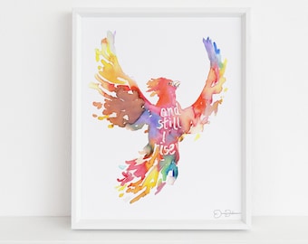 Phoenix Watercolor Painting Print | "And Still I Rise" by Jess Buhman, Multiple Sizes, Select Your Size, Phoenix Print, Phoenix Painting