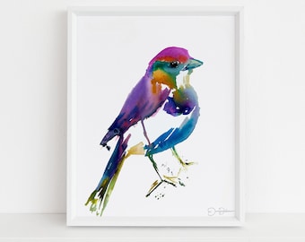 Watercolor Bird Instant Download  |  "Ren the Bird" by Jess Buhman, Printable 8" x 10" Watercolor Art, Digital Print, Print at Home