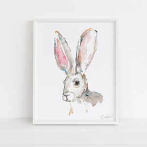 Rabbit Watercolor Painting  | &quot;Jackrabbit&quot; by Jess Buhman, Multiple Sizes, Select Your Size, Nursery Art, Watercolor Bunny
