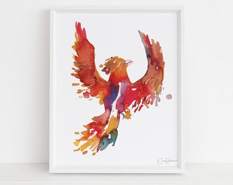 Phoenix Instant Download, "And Still We Rise" by Jess Buhman, Printable 8" x 10" watercolor art, Digital Print