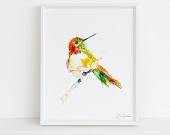 Hummingbird Print | "Hum" by Jess Buhman, Digital Download, Print Yourself, Bird Painting, Wall Art, Home Decor