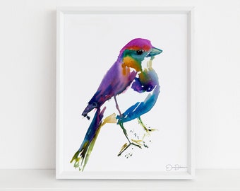 Colorful Bird Print | "Ren the Bird" by Jess Buhman, Multiple Sizes, Select Your Size, Watercolor Bird Print