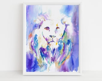 Lion Watercolor Digital Download Print, "The Lion's Roar" by Jess Buhman, Instant Download, Digital File, Nursery Decor