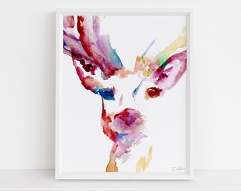 Deer Watercolor Painting Print | "Deer" by Jess Buhman, Multiple Sizes, Select Your Size, Buck Art, Print of Deer, Nursery Art, Woodland Art