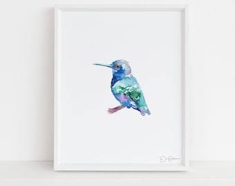 Watercolor Hummingbird Print  | "Baby" by Jess Buhman, 8 x 10 Bird Painting, Home Decor