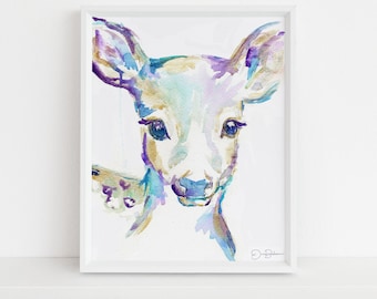 Deer Print Instant Download | "Freckles the Fawn" by Jess Buhman, Print at Home, Digital File, Watercolor Deer Print 8" x 10"