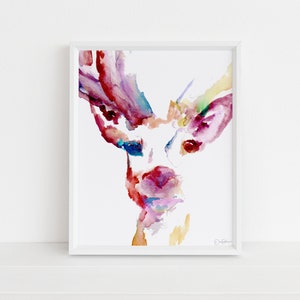 Deer Watercolor Painting Print | &quot;Deer&quot; by Jess Buhman, Multiple Sizes, Select Your Size, Buck Art, Print of Deer, Nursery Art, Woodland Art