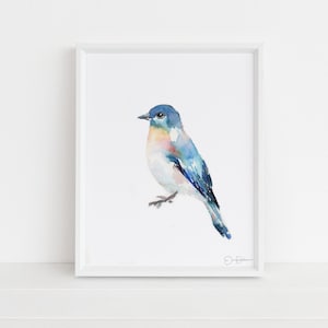 Watercolor Bluebird Print | "Bluebird of Happiness" by Jessica Buhman, Multiple Sizes, Select Your Size, Watercolor Bird, Abstract Bird Art