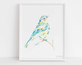 Watercolor Warbler Bird Instant Download  |  "Always Looking Up" by Jess Buhman, Digital Print, Print at Home, Woodland Animal Art