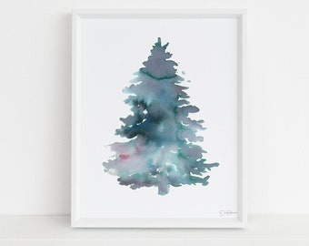 Pine Tree Watercolor Print | "Pine" by Jess Buhman, Multiple Sizes, Select Your Size, Wall Art, Tree Painting, Christmas Decor