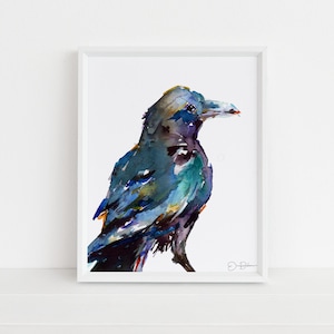 Raven Watercolor Print |&quot;Raven&quot; by Jess Buhman, Multiple Sizes, Select Your Size, Bird Painting, Wall Art, Home Decor
