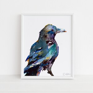 Raven Watercolor Print Instant Download |  &quot;Raven&quot; by Jess Buhman, Digital Download, Print Yourself, Bird Painting, Wall Art, Home Decor