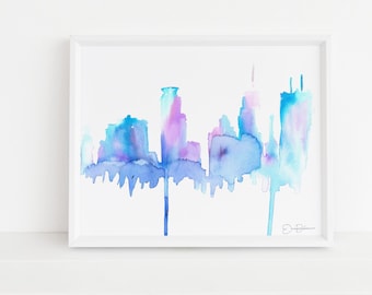 Watercolor Minneapolis Skyline Print Digital File  | "Minneapolis," by Jess Buhman, 8" x 10" Digital File, Printable Art, MN Art, Mpls Art