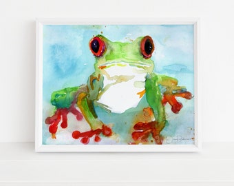 Tree Frog Print Digital Download  | "Tree Frog" by Jess Buhman, Instant Download, Print at Home, Watercolor Animal, Nursery Art