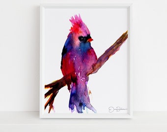 Cardinal Watercolor Print | "Been Here Since 8, Am I Late?" by Jess Buhman, Choose Your Size, Select Your Size, Bird Print, Cardinal Art