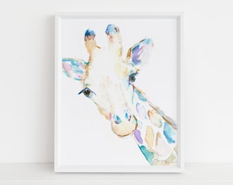 Giraffe Watercolor Print | "George the Giraffe" by Jess Buhman, Select Your Size, Multiple Sizes, Watercolor Animal Print, Nursery Art