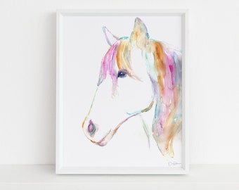 Horse Watercolor Print Instant Download | "Petey the Horse" by Jess Buhman, 8" x 10" Digital File, Print at Home