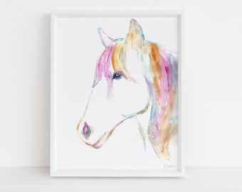 Horse Watercolor Print, "Petey the Horse" by Jess Buhman, Multiple Sizes, Select Your Size