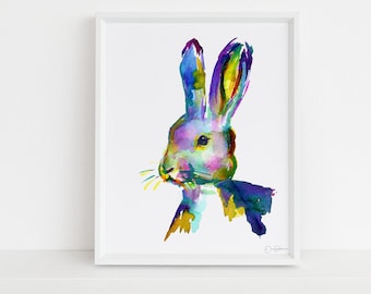 Hare Print Digital Download  | "Hare" by Jess Buhman, Instant Download, Print at Home, Watercolor Animal, Nursery Art