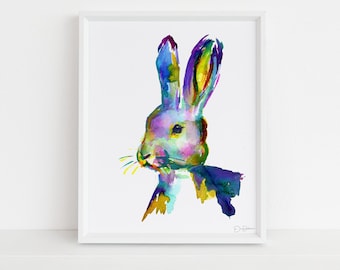 Rabbit Watercolor Painting | "Hare" by Jess Buhman, Multiple Sizes, Select Your Size, Rabbit Painting, Watercolor Rabbit, Watercolor Bunny