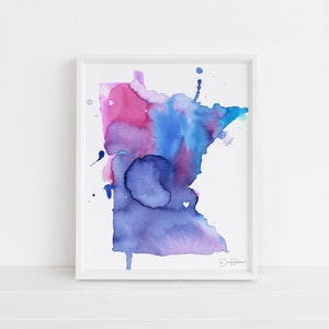 Watercolor Minnesota State Print Digital File  | &quot;Twin Cities Love,&quot; by Jess Buhman, 8&quot; x 10&quot; Digital File, Printable Art, MN Art