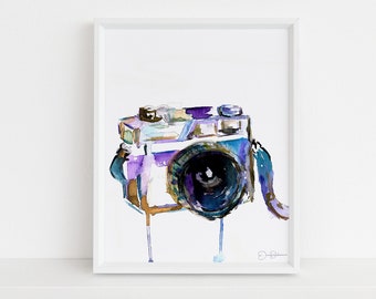 Camera Print Digital Download, "I Turn My Camera On" by Jess Buhman, Instant Download, Print at Home, Watercolor Camera, Photographer Gift