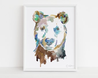 Black Bear Watercolor Digital Download | "Winston the Bear" by Jess Buhman, Instant Download, Print at Home, Bear Painting, Nursery Art