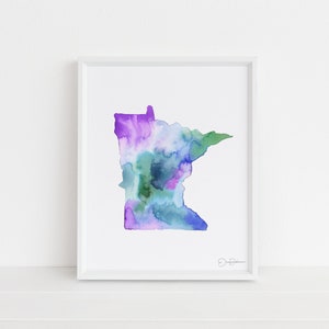 Minnesota Painting | &quot;Northern Lights&quot; by Jess Buhman, Multiple Sizes, Select Your Size, Abstract State Watercolor Art, MN Art, Minneapolis