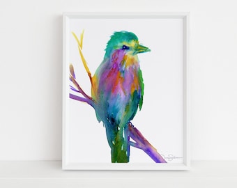 Watercolor Bird Instant Download  |  "Wilma the Bird" by Jess Buhman, Printable 8" x 10" Watercolor Art, Digital Print, Print at Home