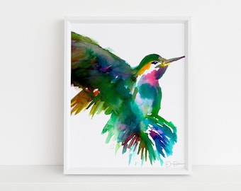Hummingbird Print | "Melody the Hummingbird" by Jess Buhman, Multiple Sizes, Choose Your Size, Watercolor Bird Art