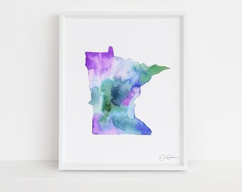 Minnesota Painting | "Northern Lights" by Jess Buhman, Multiple Sizes, Select Your Size, Abstract State Watercolor Art, MN Art, Minneapolis