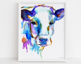 Cow Watercolor Digital Download Print, "Cow" by Jess Buhman, Instant Download, Print at Home, Nursery Art