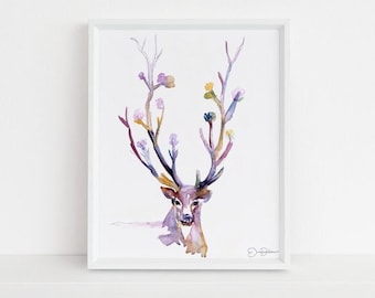 Buck Watercolor Print | "Buck Up" by Jess Buhman, Select Your Size, Deer Watercolor Painting, Nursery Art, Nursery Watercolor, Deer Art