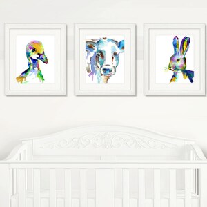 Farm Animals Set of 3 Watercolor Prints, Nursery Art, Watercolor Nursery Prints, Farm Animal Art, Farm Prints, Nursery Farm