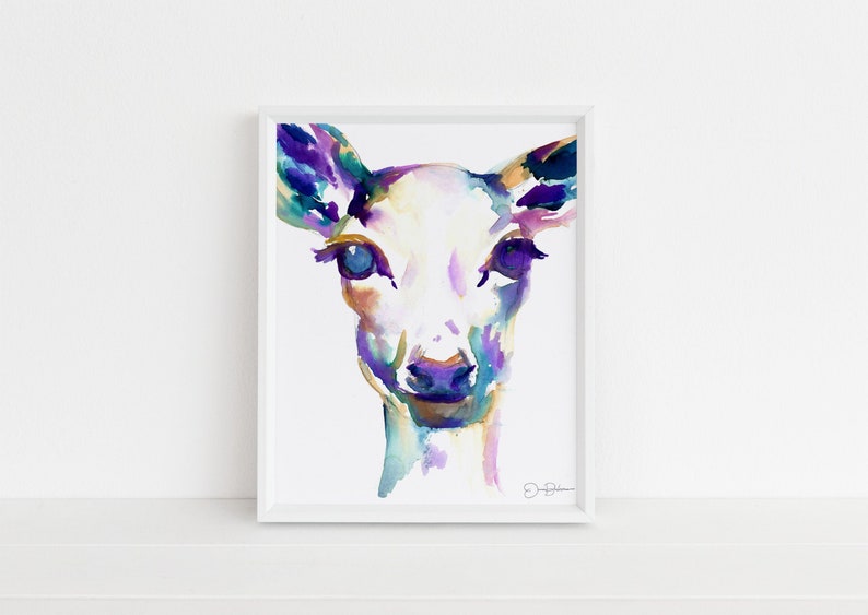 Deer Print What A Deer by Jess Buhman, Watercolor Deer Print, Select Your Size, Multiple Sizes, Nursery Decor, Christmas Decor image 1