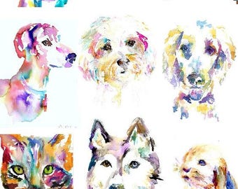 Custom Pet Watercolor Painting, Original Watercolor Pet Portrait by Jess Buhman, Dog Portrait, Custom Watercolor Pet Painting, Personalized