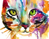 Cat Watercolor Print, Tabby Cat Painting, Watercolor Painting of Cat, Nursery Art, Abstract Cat Painting, Cat Illustration, Pet Painting