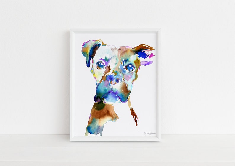 Boxer Watercolor Print Lacey the Boxer by Jess Buhman, Multiple Sizes, Select Your Size, Dog Watercolor Painting, Boxer Art image 1