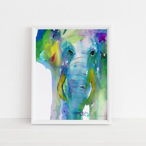 Elephant Watercolor Painting Print, Elephant Abstract Art, Elephant Nursery Art, Zoo Animal Art, Safari Art, Watercolor Print