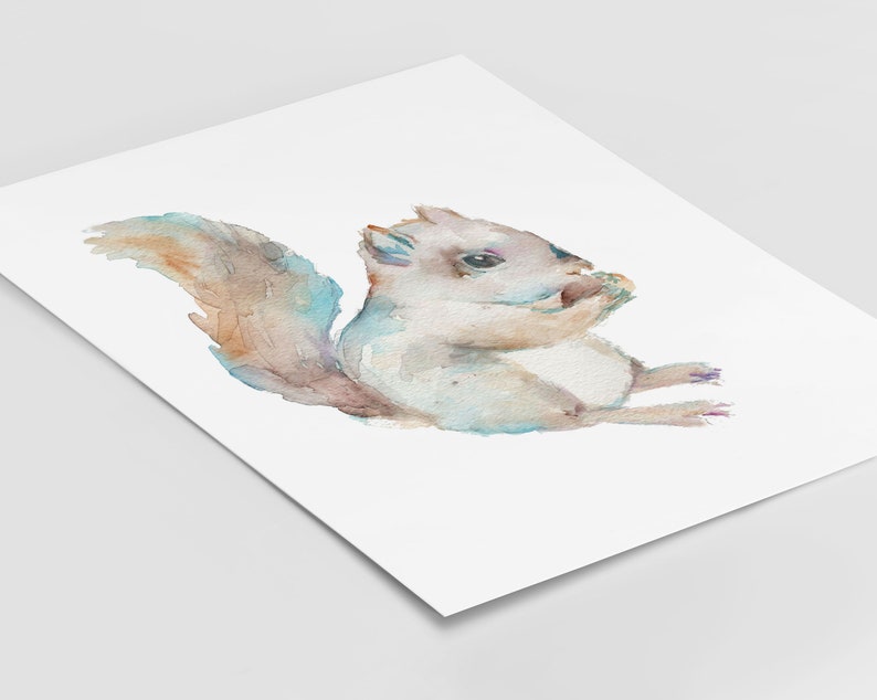Nursery Art Watercolor Animal Print at Home Squirrel by Jess Buhman Instant Download Squirrel Print Digital Download
