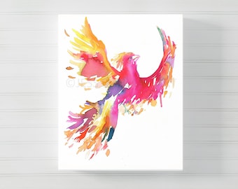 Phoenix Print on Canvas | "Phoenix" by Jess Buhman, Multiple Sizes, Select Your Size, Canvas Bird Art, Rise Up Painting, Inspire