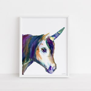 Unicorn Watercolor Print | &quot;Ulysses the Unicorn&quot; by Jess Buhman, Select Your Size, Multiple Sizes, Nursery Decor