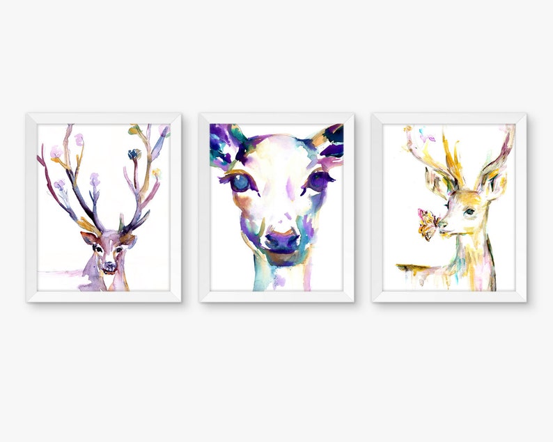 Deer Art Buck Watercolor Print Nursery Art Buck Up by Jess Buhman Select Your Size Nursery Watercolor Deer Watercolor Painting