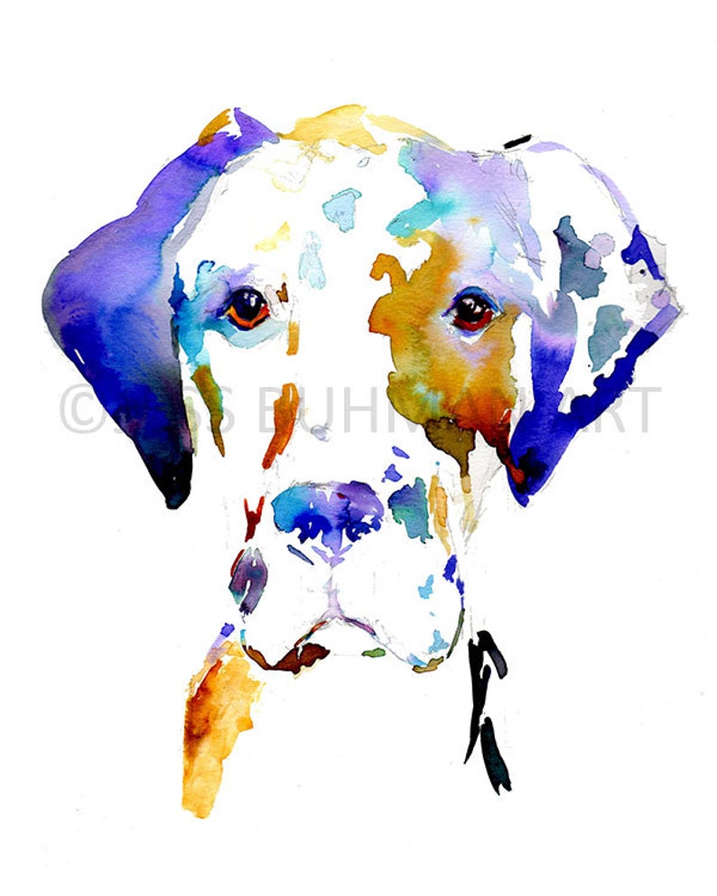 Great Dane Print Hank the Great Dane by Jess Buhman, Watercolor Dog Print, Custom Dog Print, Watercolor Pet Portrait, Pet Loss Art image 2
